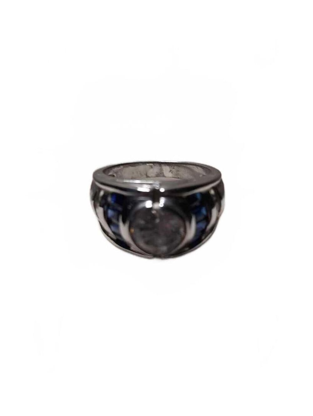 Created sapphire cubic zirconia ring in sterling silver size 5